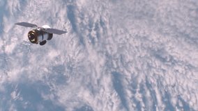 4K Realistic Satellite Animation Orbiting Earth – Cloud Horizon from Space, Technology Footage for Documentary or Science Background - Powered by Shutterstock - Get 15% off with code: PIKWIZARD15