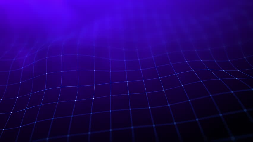 Abstract seamless loop of mesh glowing blue pink purple dot futuristic digital luxurious sparkling wave particles flow background, Motion of digital data flow. Big data background concept. 4K, 60 fps.