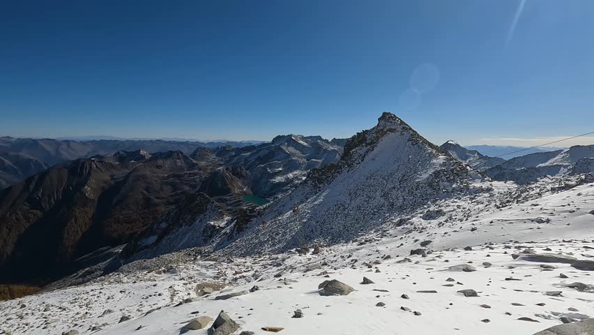 Landscape Dagu Glacier - take cable car to reach the top at 4860m is very beautiful views of the snow mountains and glaciers in Dagu Mountain Heishui County Chengdu Sichuan China - Footage Travel   