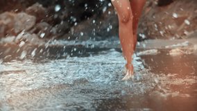 
Tourist Seashore Enjoy. Tropical Resort Spa Vacation. Woman walking along sea water waves on sandy beach, Female tourist on summer travel vacation. enjoying breeze at seaside. Summer Holidays At Sea - Powered by Shutterstock - Get 15% off with code: PIKWIZARD15