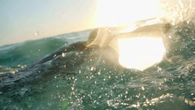 Sportsman Swimming In Sea. Swimmer Workout Active Lifestyle. Swim Exercising Training. Athletic Man Swim Freestyle. Professional male swimmer training. Man training front crawl technique in open water - Powered by Shutterstock - Get 15% off with code: PIKWIZARD15