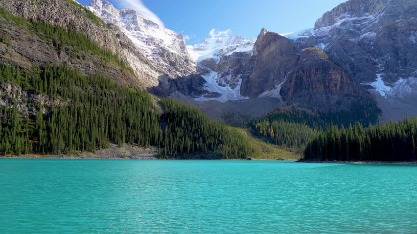 Moraine lake beautiful scenery in summer sunny day. Banff National Park, Canadian Rockies, Alberta, Canada.