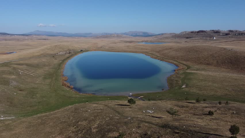 Aerial 4k drone video of Devil lake (Vrazije jezero) in national park Durmitor in Montenegro