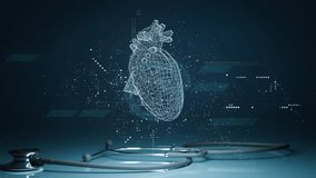 Human heart rotation futuristic display design, 3d illustration rendering  - Powered by Shutterstock - Get 15% off with code: PIKWIZARD15