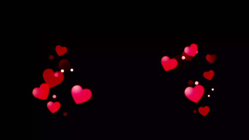 Animation red balloon heart shape on black background.