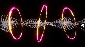 Abstract 3D magical pink neon ring circles DNA snake shape dragon skin reptile scales metallic chrome illusion black chain effect bend computer screen format 4K 30 fps loop animation wallpaper - Powered by Shutterstock - Get 15% off with code: PIKWIZARD15