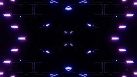 Purple and blue neon lights are moving and creating different symmetrical patterns on a black background. This vj loop animation is perfect for music videos, live events, and more - Powered by Shutterstock - Get 15% off with code: PIKWIZARD15