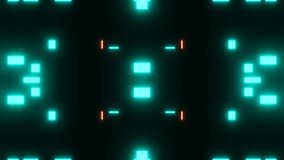 Turquoise and orange lights blink, forming symmetrical shapes that expand and move against a black background, creating a vibrant and dynamic visual experience - Powered by Shutterstock - Get 15% off with code: PIKWIZARD15