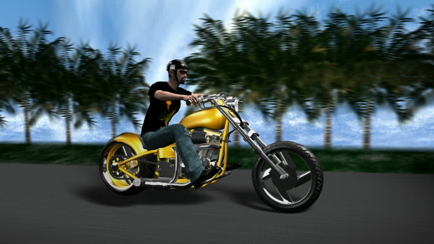 Man on Motorcycle HD1080 Loopable