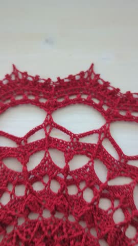 Red crochet doily. This video has been recorded in Kladno, Czech Republic, Ocotober 2024