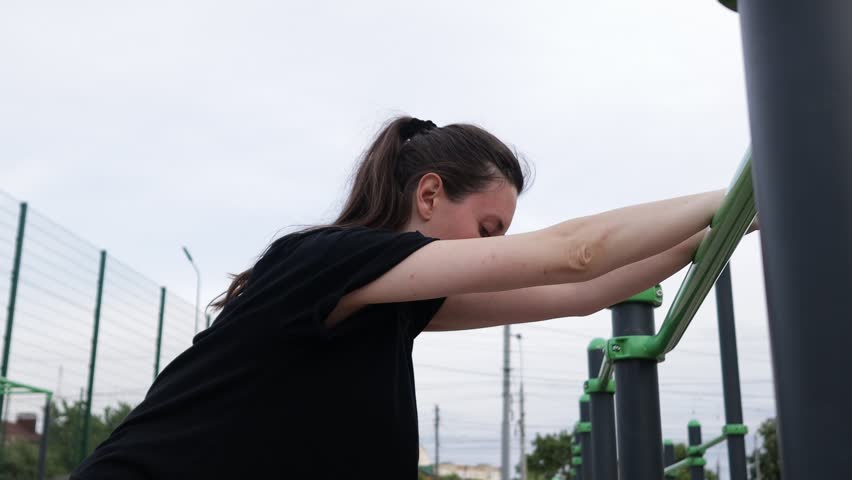 Woman exercising or doing workout session outside