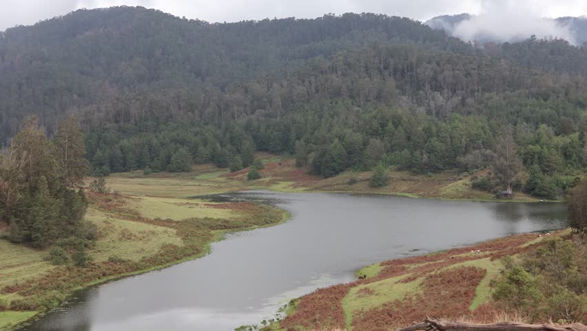 Mannavanur Lake, Kodaikanal, India 29th October 2024: Beautiful village fresh water location. Coracle boating Spot. Dindigul district. 35 km away from the Kodai valley, Poombarai. 