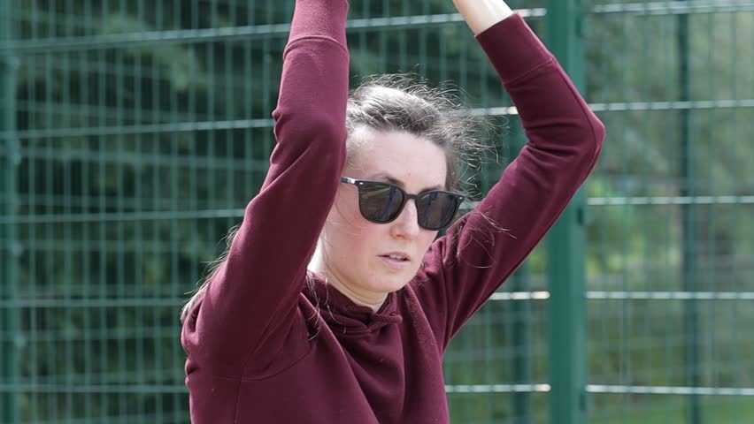 Woman exercising or doing workout session outside