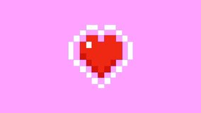 A pixel heart with a transparent background. Live gaming art with a red beating. Live gaming pixels icons of hearts. Heart on pink background. Heart on pink screen. pink screen. pixel heart.  - Powered by Shutterstock - Get 15% off with code: PIKWIZARD15