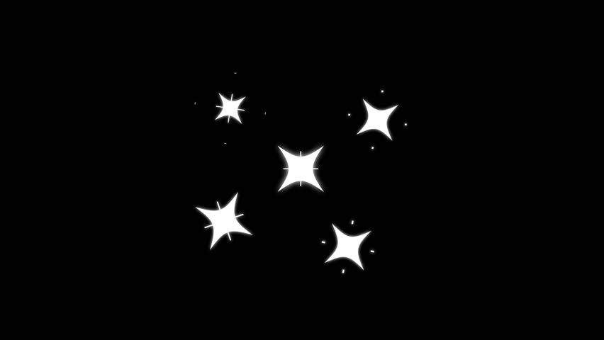 5 set Sparkling Stars Animation white  color, black background. Chroma key animation. Twinkle light glitter stars sparkling, Star twinkling