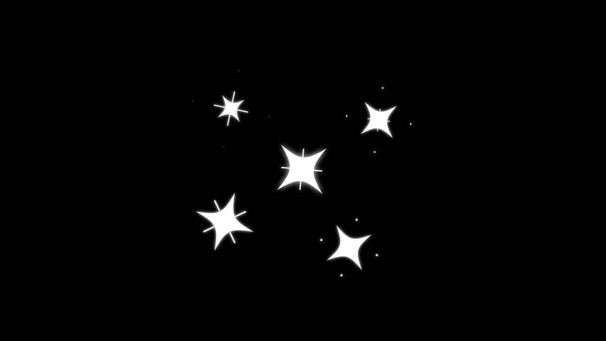 5 set Sparkling Stars Animation white  color, black background. Chroma key animation. Twinkle light glitter stars sparkling, Star twinkling