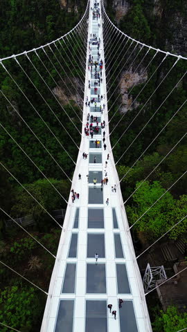 Zhangjiajie Glass Bridge from a bird's eye view. High quality FullHD footage