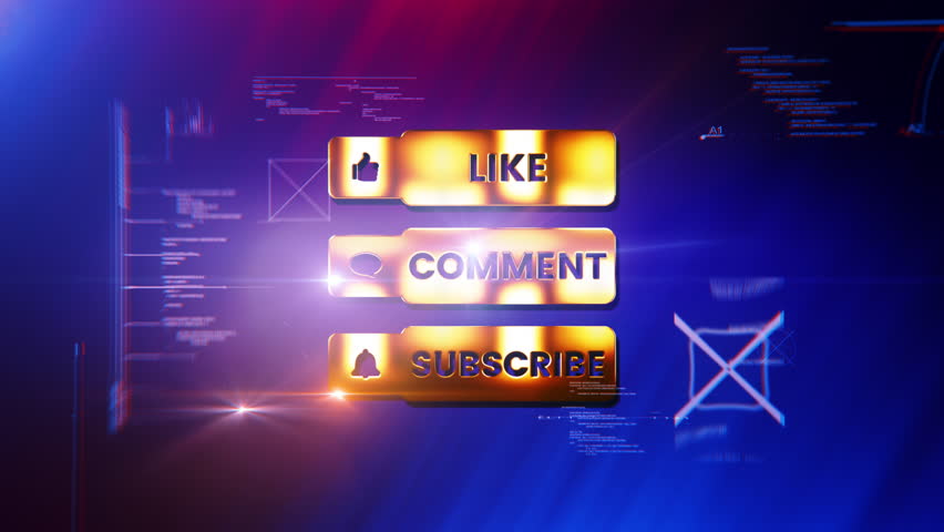 Abstract animation of Like Comment Subscribe glitch text effect animation digital sci fi hitech effect for technology background  Ending cover for intro, title banner business presentation abstract 