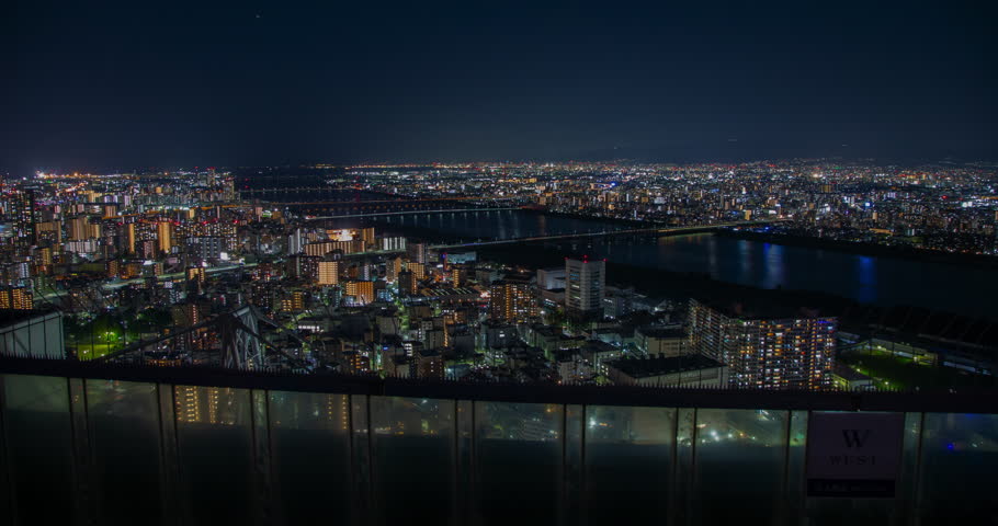 Osaka Umeda Sky River City Night Lights Timelapse View 4K