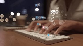 Businesswoman uses computer analyze SEO Search Engine optimization, advertising, communication, digital, business, marketing, technology, digital marketing, online, , goals,ads, website, social media, - Powered by Shutterstock - Get 15% off with code: PIKWIZARD15
