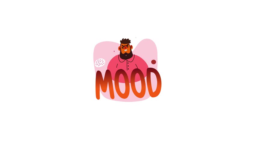 Mood typography sticker in flat animated style