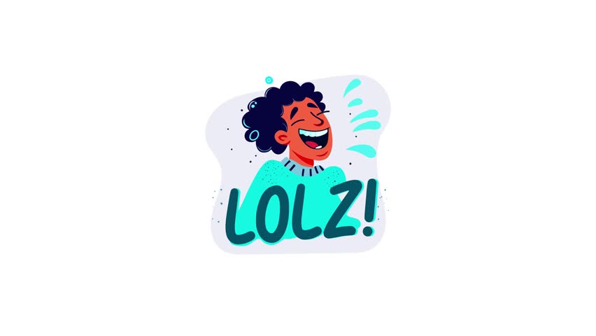 Extremely funny sticker in flat animated style