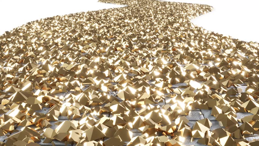 Gold road luxury path success rich goal 4k. 3D Illustration