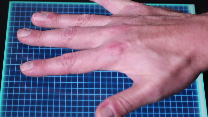 An animated granted hand scanner screen. 