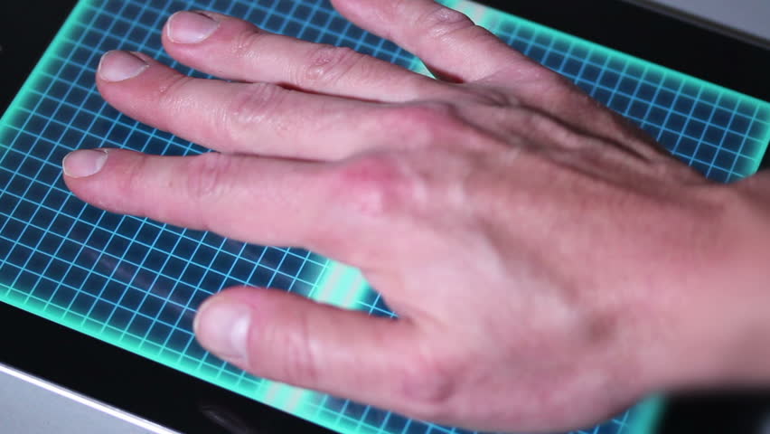 An animated denied hand scanner screen. 