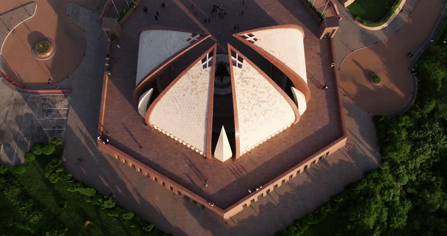 Top Down Aerial View of Pakistan National Monument. Islamabad, Pakistan Capital City