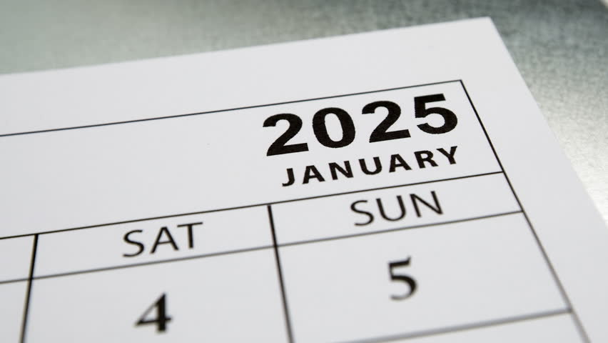 Calendar January 2025. Close-up. Concept of deadline and planning for the new year.