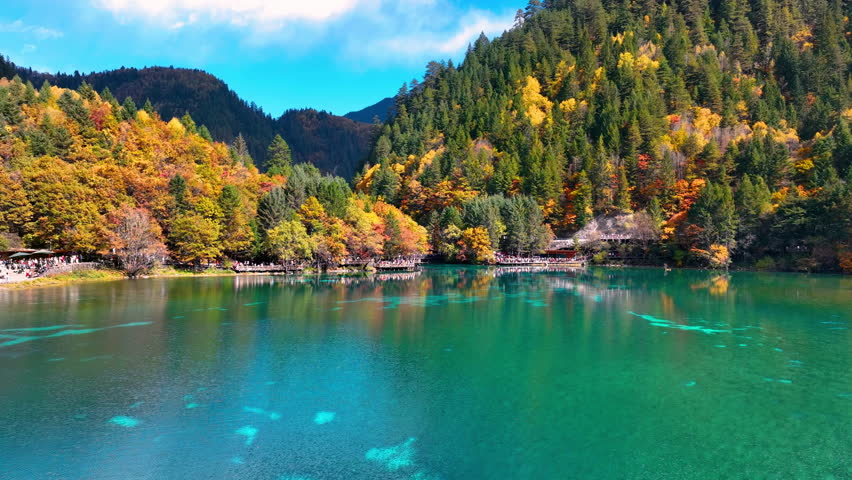 jiuzhaigou national park in autumn, China.