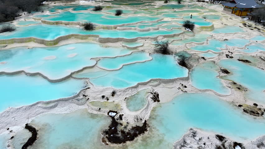 Aerial view of Huanglong national park, China.