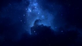 Night sky traveling trough universe filled with stars, nebulae and galaxies - HD Video 1080p