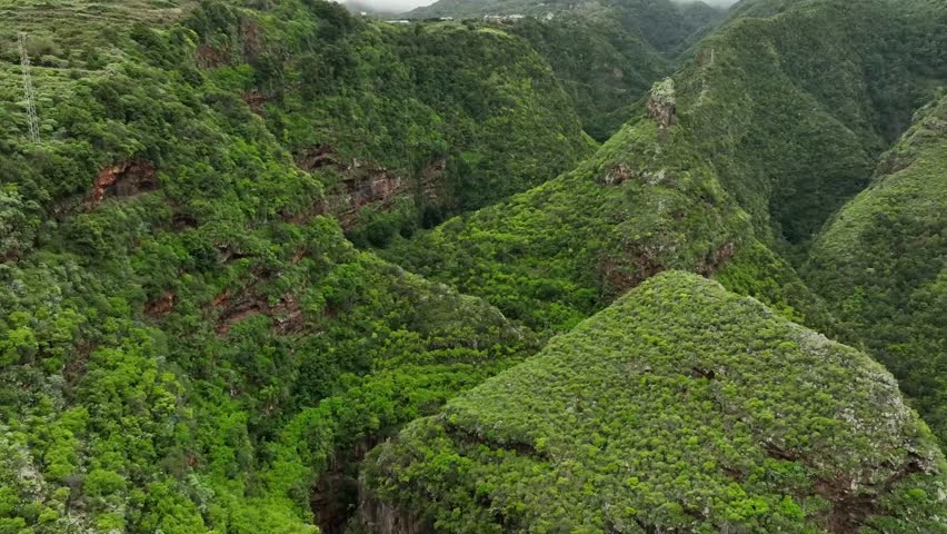 Aerial drone view of the landscape of La Palma, Canary Islands, Spain