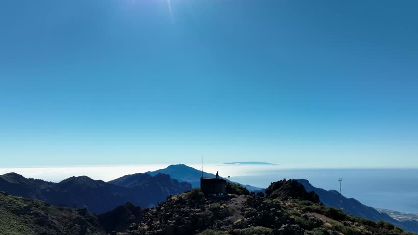 Aerial drone view of the landscape of La Palma, Canary Islands, Spain