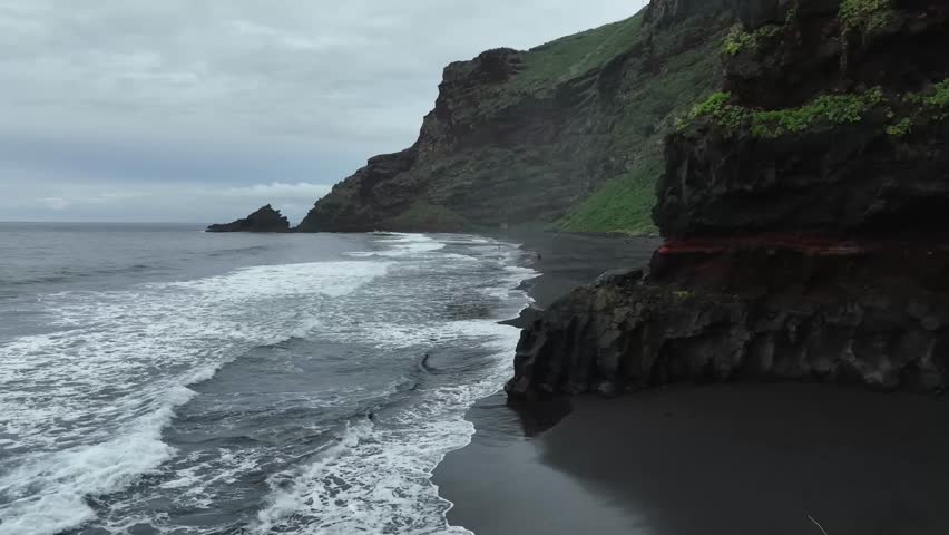 Aerial drone view of the landscape of La Palma, Canary Islands, Spain