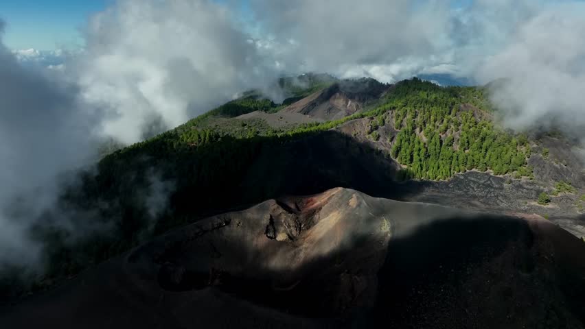 Aerial drone view of the landscape of La Palma, Canary Islands, Spain