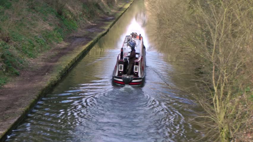 Narrow Boat Cruising on a Canal -  Cowley Tunnel, Shropshire Union Canal,