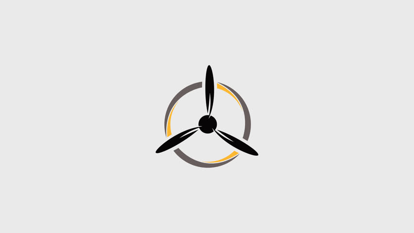 Ceiling fan icon animation, white background, Propeller Symbol,