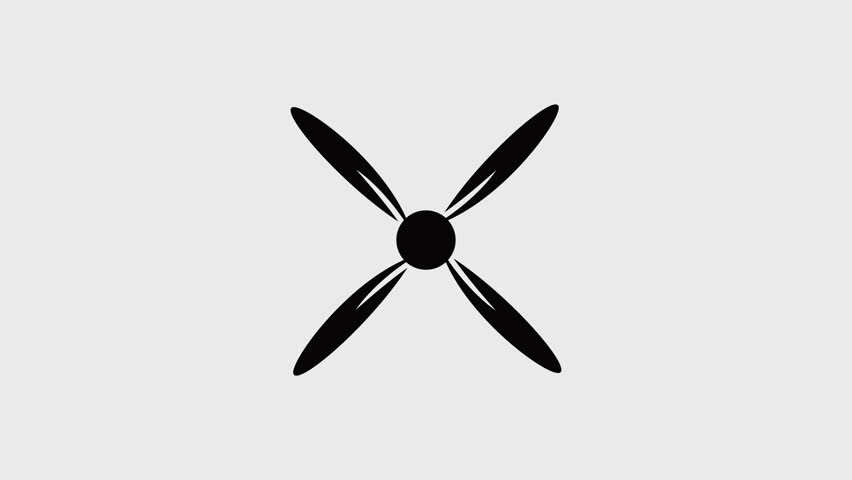 Ceiling fan icon animation, white background, Propeller Symbol,
