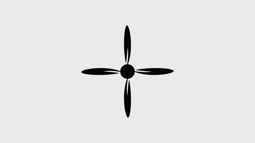 Ceiling fan icon animation, white background, Propeller Symbol,