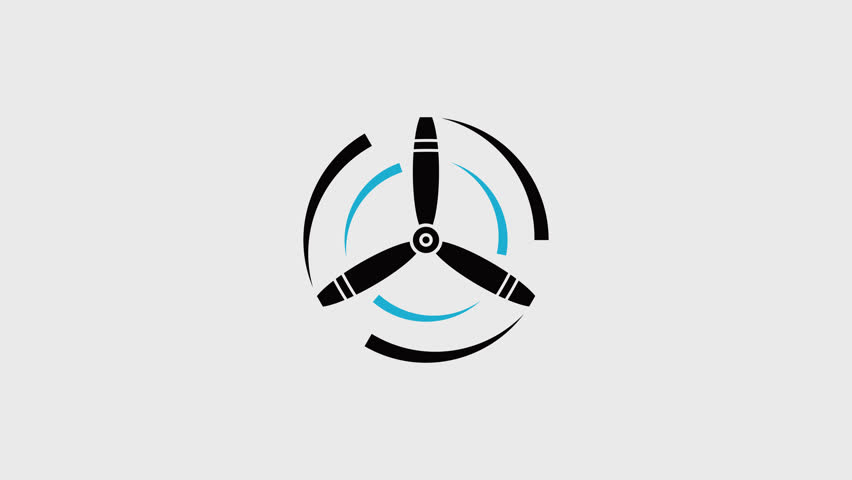 Ceiling fan icon animation, white background, Propeller Symbol,