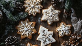 Festive Christmas Cookies With Pine Cones and Evergreen Decor - Powered by Shutterstock - Get 15% off with code: PIKWIZARD15