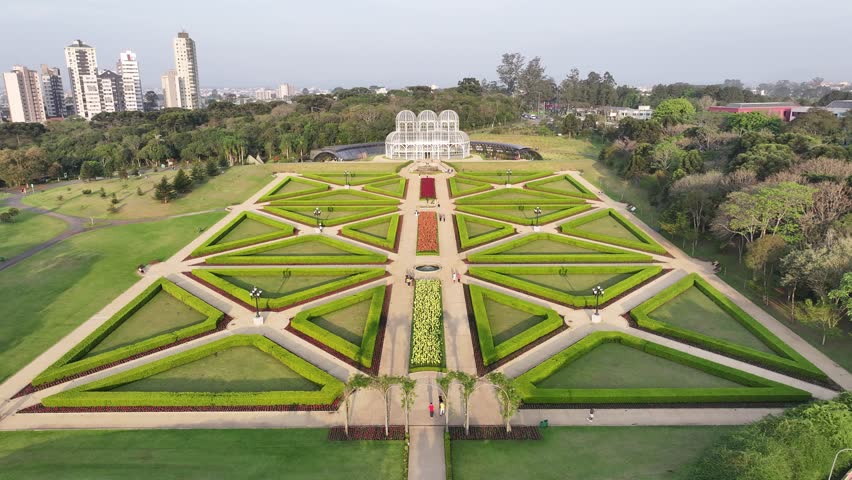 Curitiba Brazil. Botanical Garden At Curitiba In Parana Brazil. Gardening Landscape. Touristic Attraction. Urban Park. Botanical Garden At Curitiba In Parana Brazil. Flowers Plantation.
