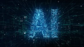 AI letters animation of glowing symbols in virtual digital world, 4k abstract artificial intelligence tech animated template - Powered by Shutterstock - Get 15% off with code: PIKWIZARD15