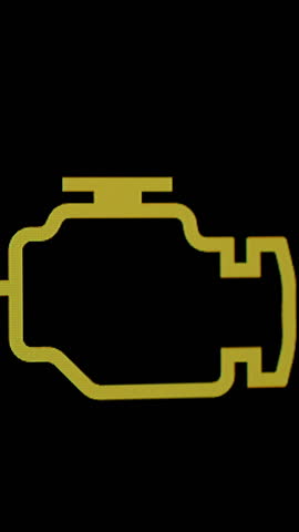 Vertical video. Flashing Yellow Check Engine Light, suggesting a possible engine issue that may affect performance, such as a misfire, emission problem, or other malfunction.