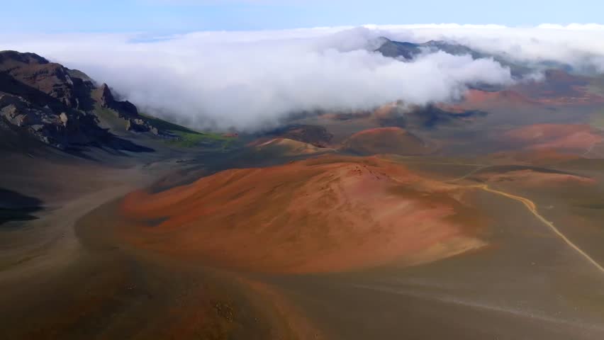 Haleakalā crater filmed with a drone, Maui Hawaii