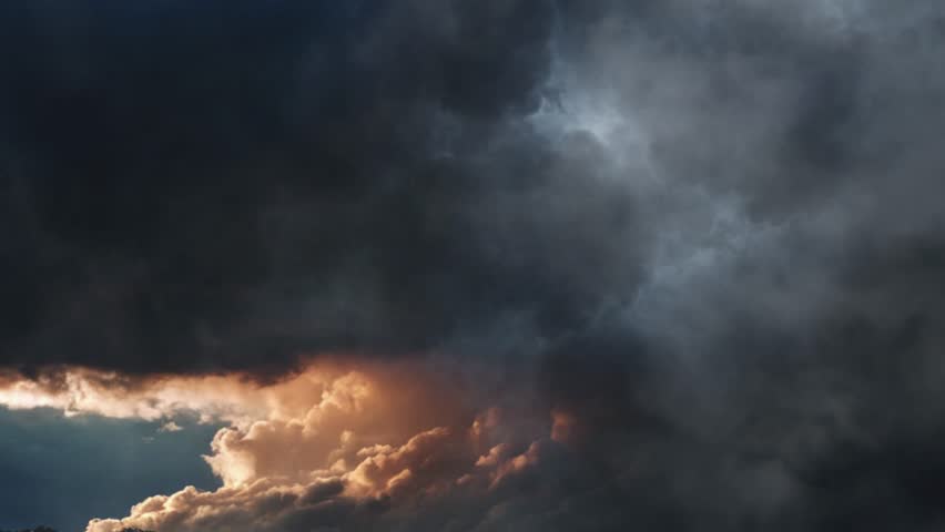 Lightning strikes in the dark, thunderclouds 4K