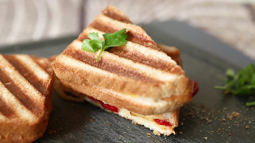 grilled fried bread toasts with filling inside